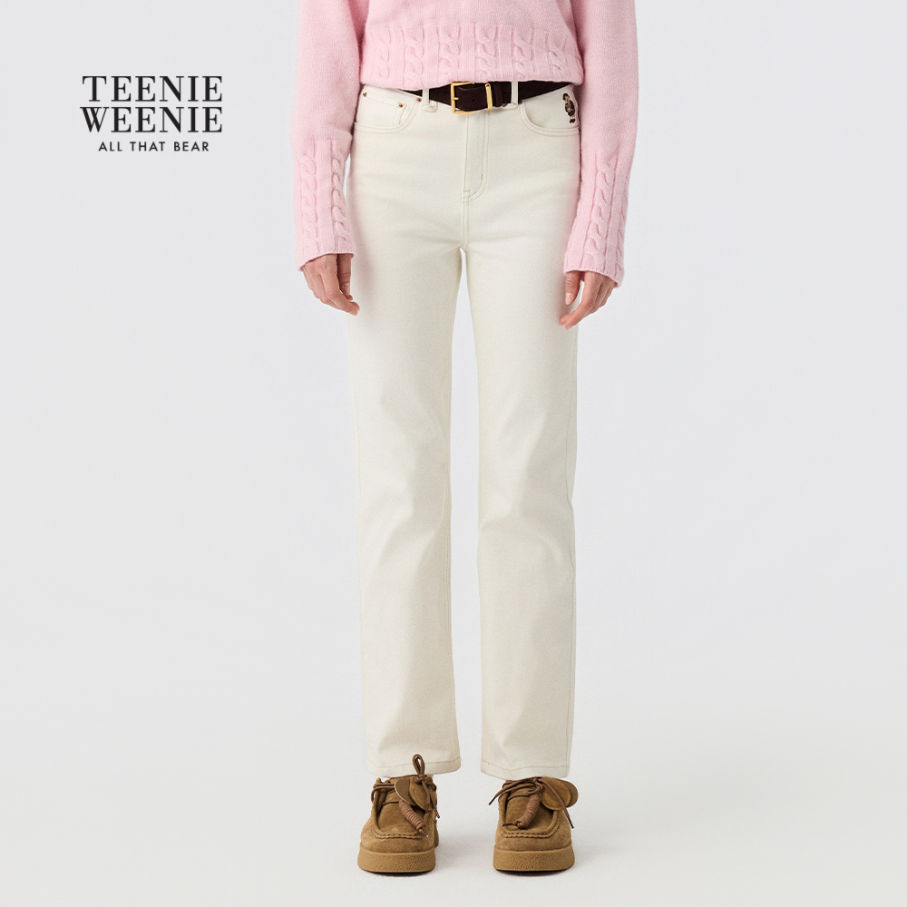 【赵露思同款】TeenieWeenie小熊女装牛仔裤2025秋新款弹力烟管裤 - 图2