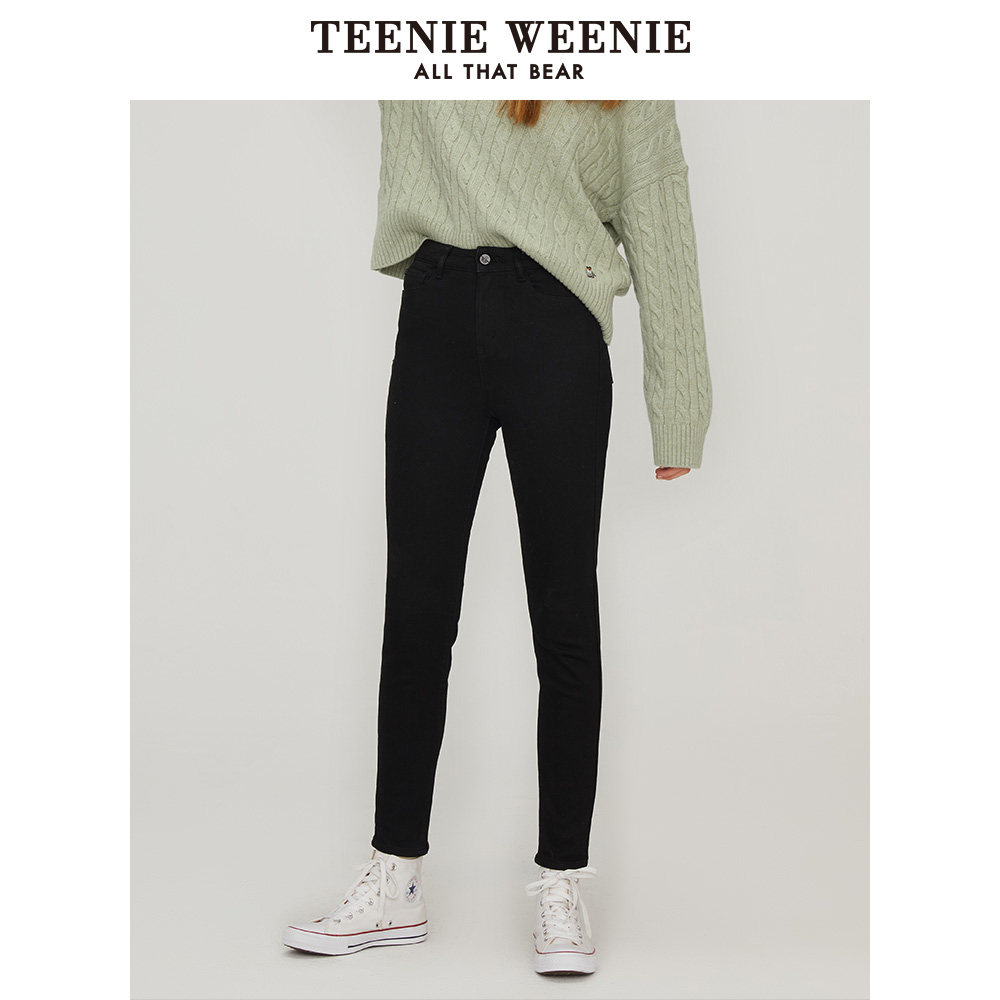 teenieweenie小熊女修身黑色牛仔裤 TeenieWeenie牛仔裤