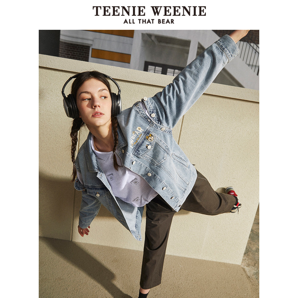teenieweenie小熊牛仔外套短款背心 TeenieWeenie短外套