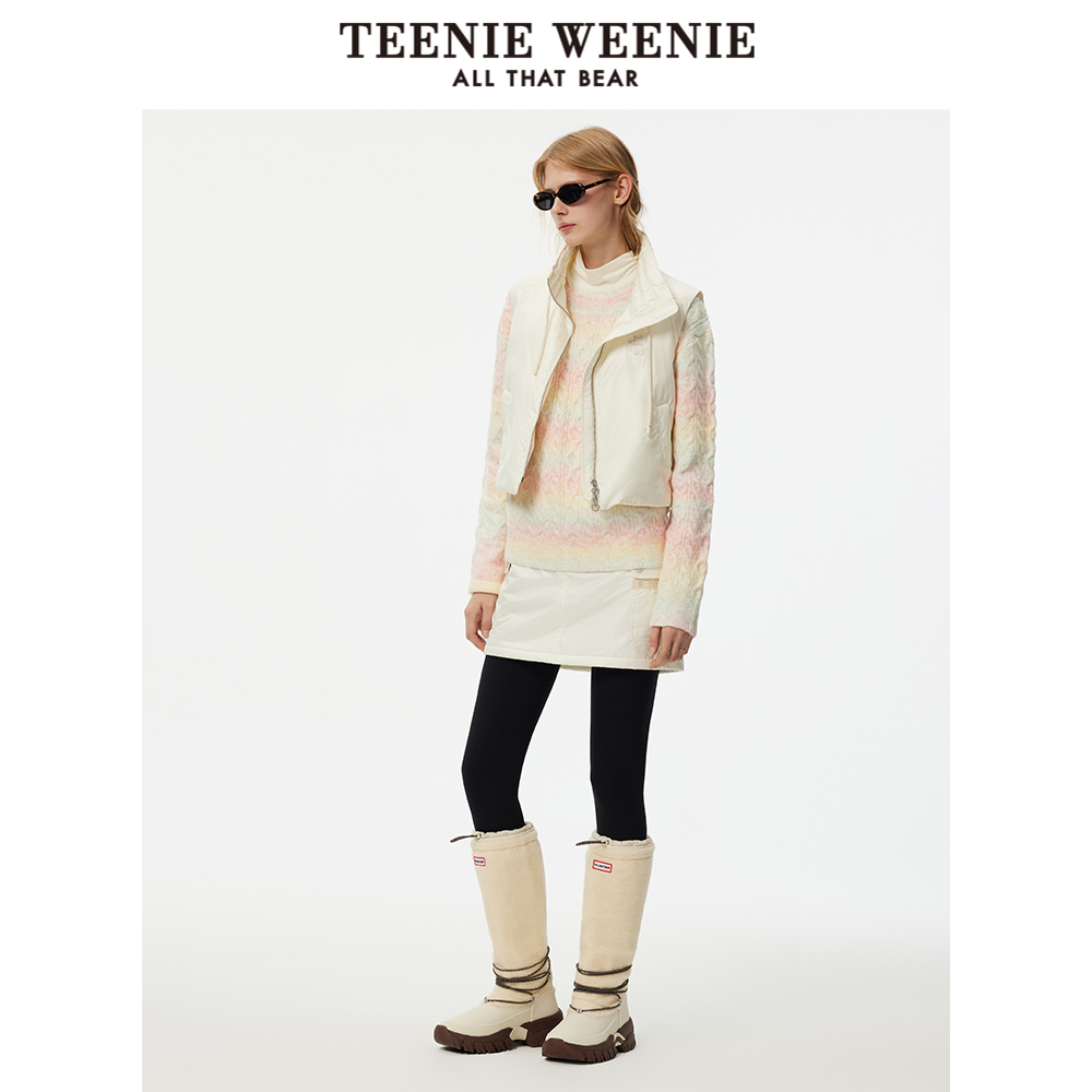 TeenieWeenie小熊女装棉服2024冬新款防泼水透湿宽松时尚短款马甲