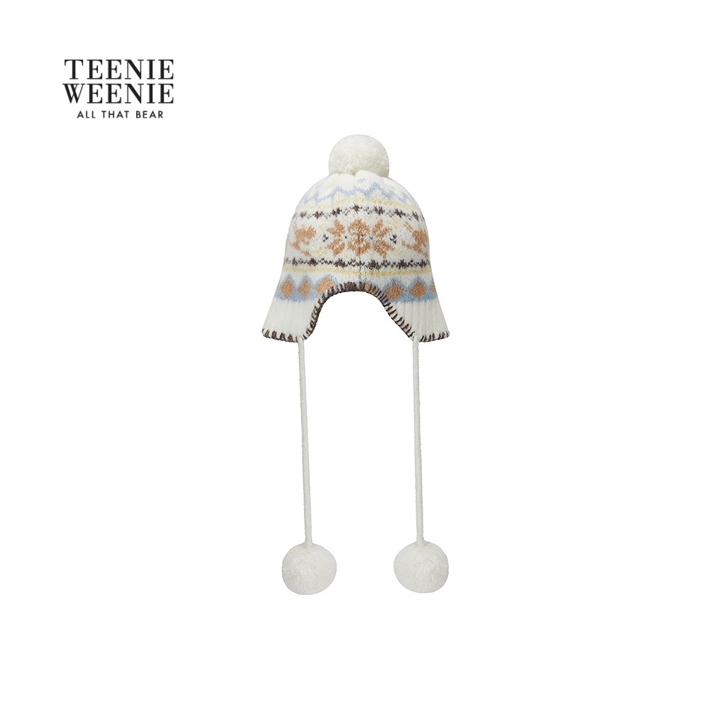 TeenieWeenie小熊女装帽子25秋新款复古费尔岛北欧风情毛球针织帽,淘宝优惠券,粉丝福利购,淘宝优惠卷