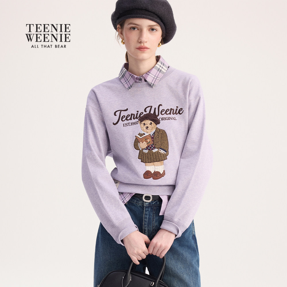 【赵露思同款】TeenieWeenie小熊女装学院风卫衣秋冬重工刺绣上衣,淘宝优惠券,粉丝福利购,淘宝优惠卷