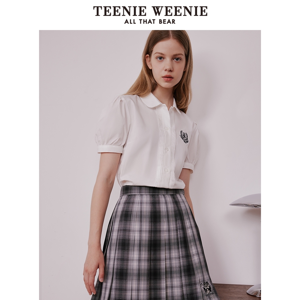 TeenieWeenie小熊学院风短袖衬衫女夏季白色衬衣打底衫制服多巴胺