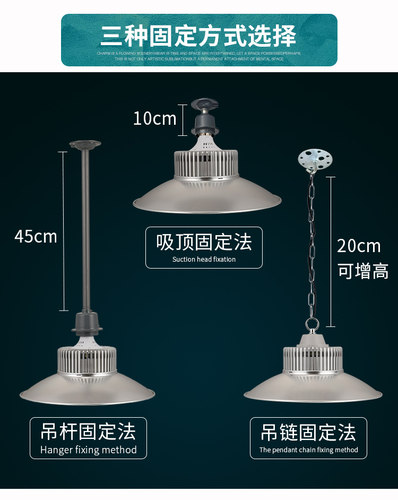 超亮60W100W防爆led工矿灯厂房灯吊灯工厂车间照明灯仓库天棚灯罩 - 图1