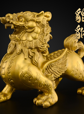 貔貅摆件黄铜客厅皮丘公母一对