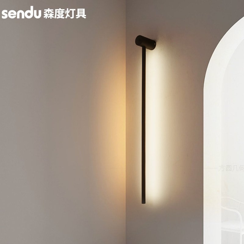 极简壁灯北欧创意个性现代简约LED长条形过道客厅电视背景墙上灯_虎窝淘
