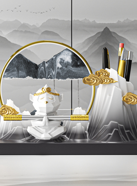 创意轻奢流沙画笔筒摆件