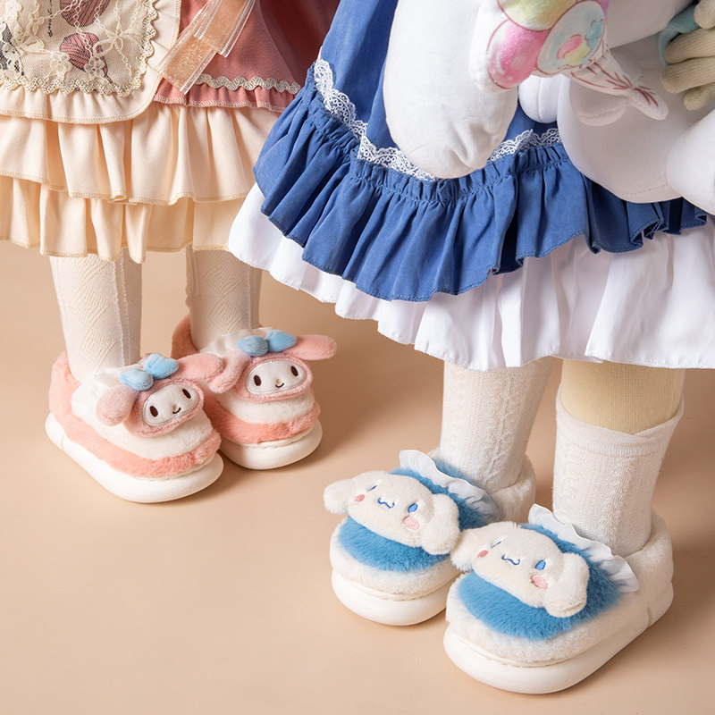 儿童加绒拖鞋冬天女童女孩宝宝室内家居防滑包跟公主暖绒毛毛棉鞋,淘宝优惠券,粉丝福利购,淘宝优惠卷