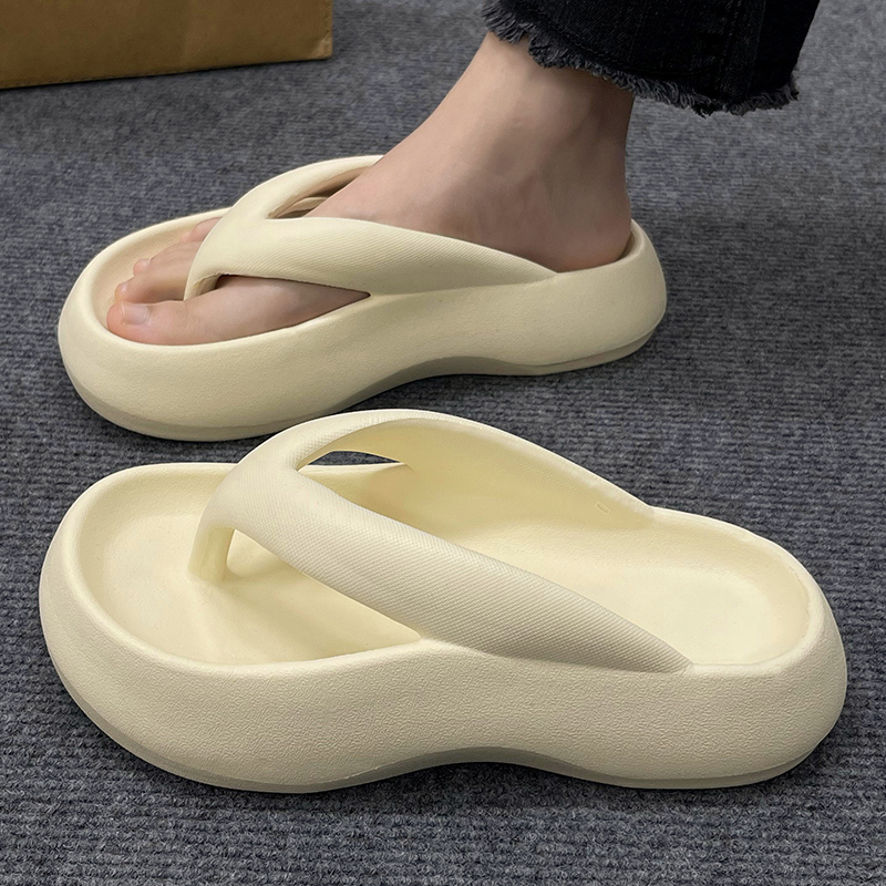 厚底人字拖女夏季踩屎感增高外穿防滑凉拖鞋简约ins潮沙滩鞋海边 - 图3