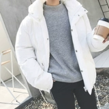 Демисезонная трендовая зимняя короткая белая куртка с капюшоном, в корейском стиле