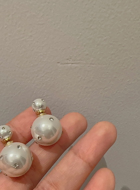 简约水钻两戴珍珠耳环