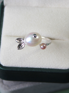 天然淡水水滴巴洛克珍珠小鱼戒指
