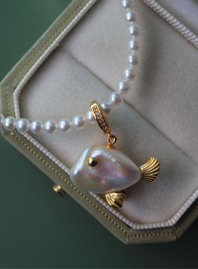 巴洛克珍珠小鱼吊坠项坠项链