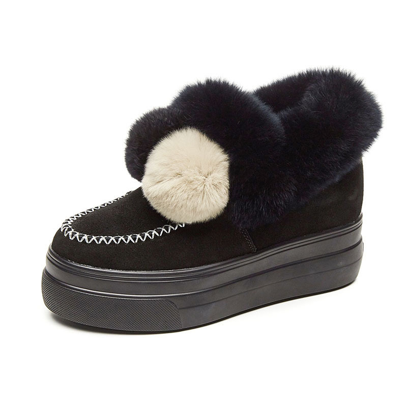 2025冬款毛毛鞋真皮女鞋厚底内豆豆鞋防滑保暖雪地靴冬季甜美,淘宝优惠券,粉丝福利购,淘宝优惠卷