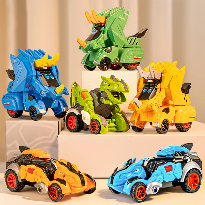 霸王龙恐龙变形汽车玩具男孩变身碰撞击战车金刚机器人三3岁4男童-图0