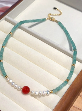 绿色新中式串珠项链2025新款