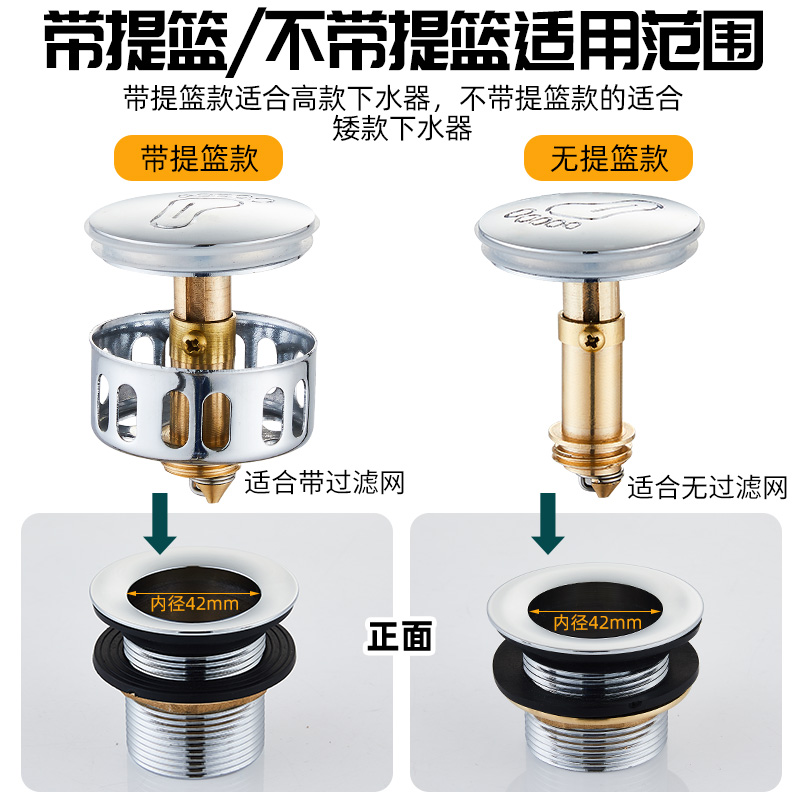 淋浴房下水器弹跳铜芯配件浴缸弹跳下水器盖子脚印面板密封圈垫圈 - 图2