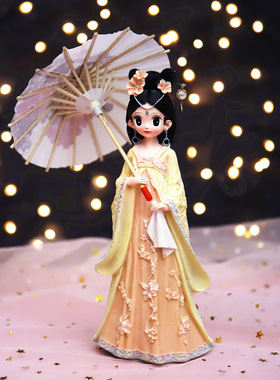中式复古女孩汉服人偶摆件国风公主娃娃宫廷格格桌面装饰工艺礼品
