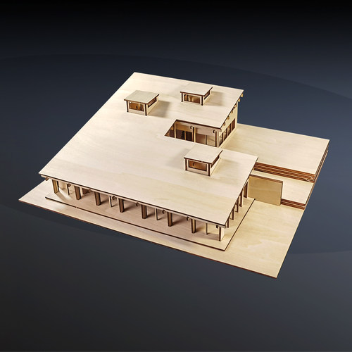 山语间建筑沙盘别墅木质模型景观仿真拼装DIY手工模型 - 图0