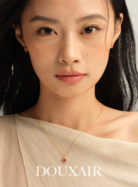 双12新品红宝石镶嵌纯银项链太阳花星光彩色吊坠时尚设计感毛衣链