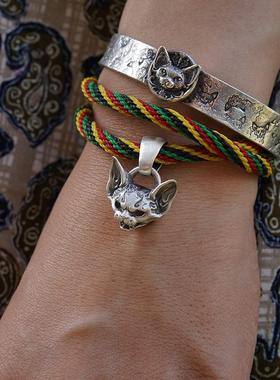 kozoo原创设计德文妖猫面立体挂坠新款项链宠物情侣饰品925纯银