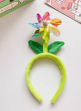 六一彩色大风车发箍可爱表演拍照搞怪头箍会动的风车发卡儿童头饰