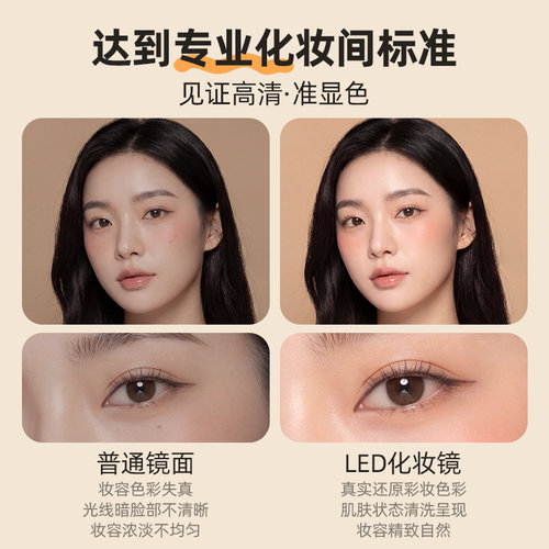 led化妆镜带灯台式女补光小镜子宿舍桌面可立便携小型家用梳妆镜 - 图3