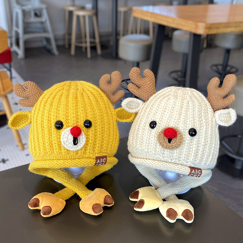 宝宝帽子冬季可爱超萌护耳帽男孩女童秋冬加厚保暖儿童针织毛线帽,淘宝优惠券,粉丝福利购,淘宝优惠卷