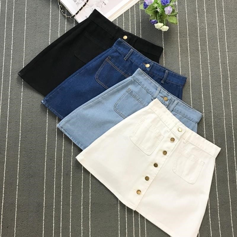 High-waisted a-line denim short skirt women's summer anti-ex-图2