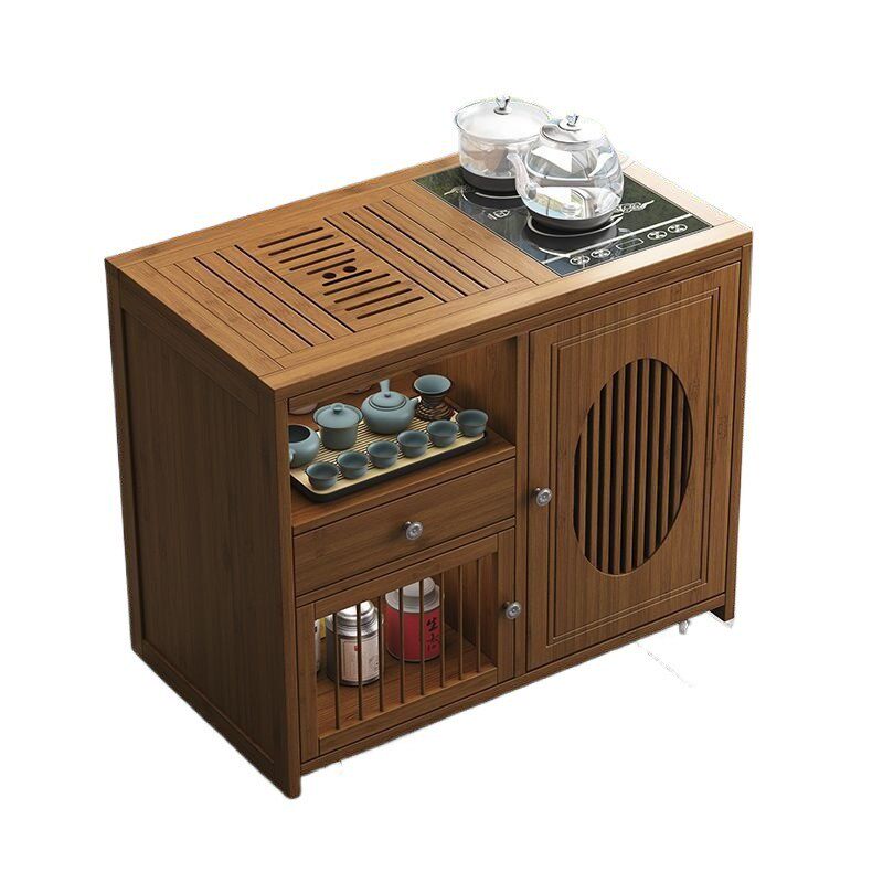 Tea cabinet, mobile tea table, tea cart, household balcony small tea table, wheeled tea table, kung fu tea set, water boiling unit