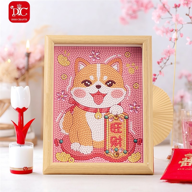 DC招财猫钻石贴画2025新款5d客厅diy粘贴十字绣桌面摆件旺财狗,淘宝优惠券,粉丝福利购,淘宝优惠卷