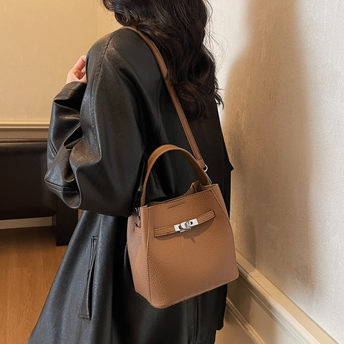 今年流行爆款包包女式2025新款超火铂金水桶包洋气百搭单肩斜挎包 - 图2