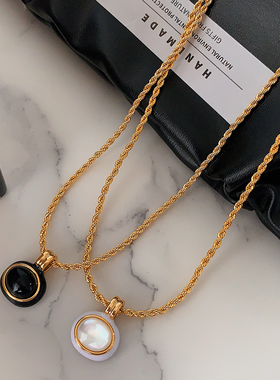 XMR欧美法式复古天然贝母项链