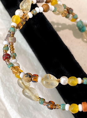 XMRACC敦煌古风天然石串珠项链女