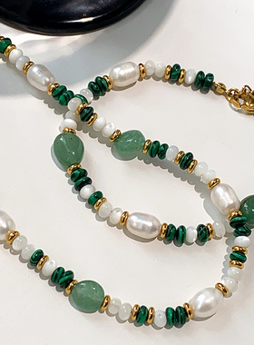 XMR新中式绿东陵天然石项链