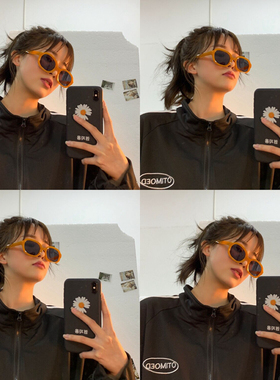 墨镜个性风橘色街拍显脸小太阳镜