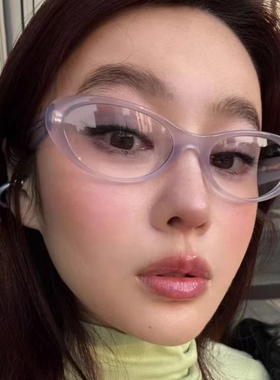 韩版丁香紫复古小脸椭圆Y2K甜酷辣妹街拍潮墨镜防紫外线太阳眼镜