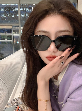 gm墨镜ins复古米白圆脸凹造型