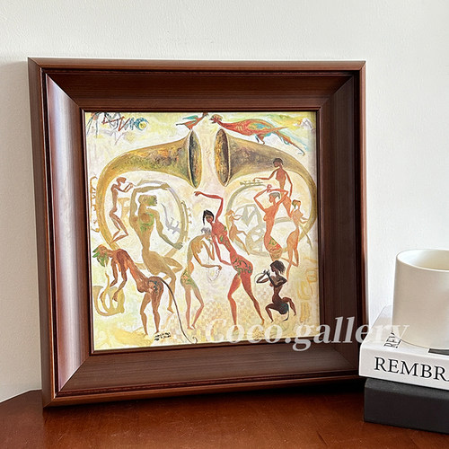 可可的画廊中古风古典抽象人物混搭风格高级感实木画框背景墙挂画 - 图0