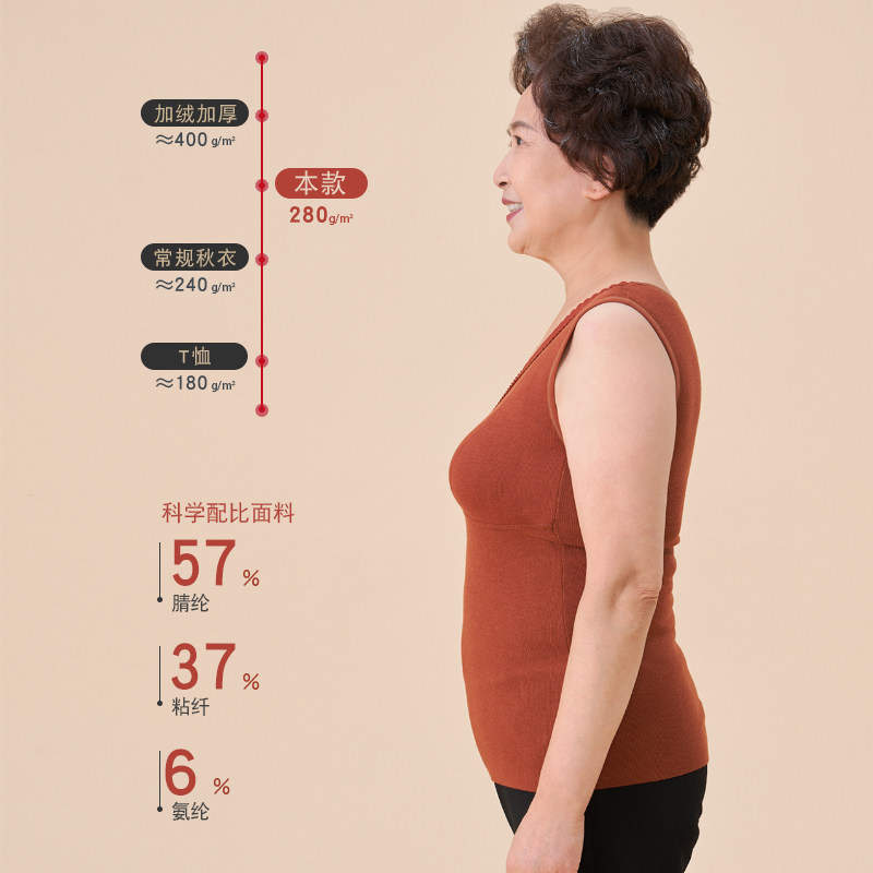 磨毛德绒保暖背心女带胸垫妈妈背心式文胸女一体式免穿文胸中老年,淘宝优惠券,粉丝福利购,淘宝优惠卷