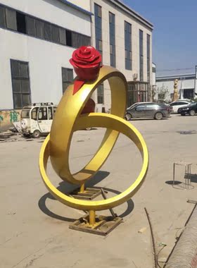 渤言雕塑不锈钢情侣玫瑰花对戒