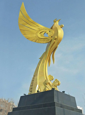 不锈钢金凤凰雕塑金属抽像创意