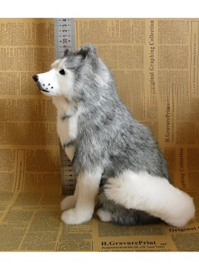 仿真哈士奇趴趴狗公仔