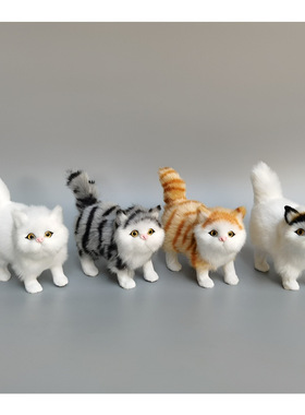 仿真灰猫摆件波斯猫工艺品