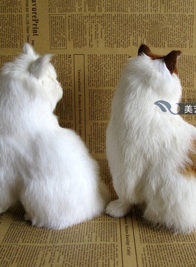 仿真小猫咪摆件兔皮毛工艺品