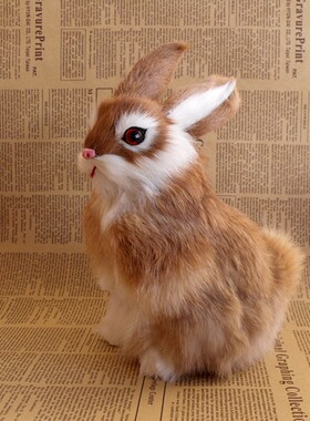 仿真兔子摆件皮毛工艺品