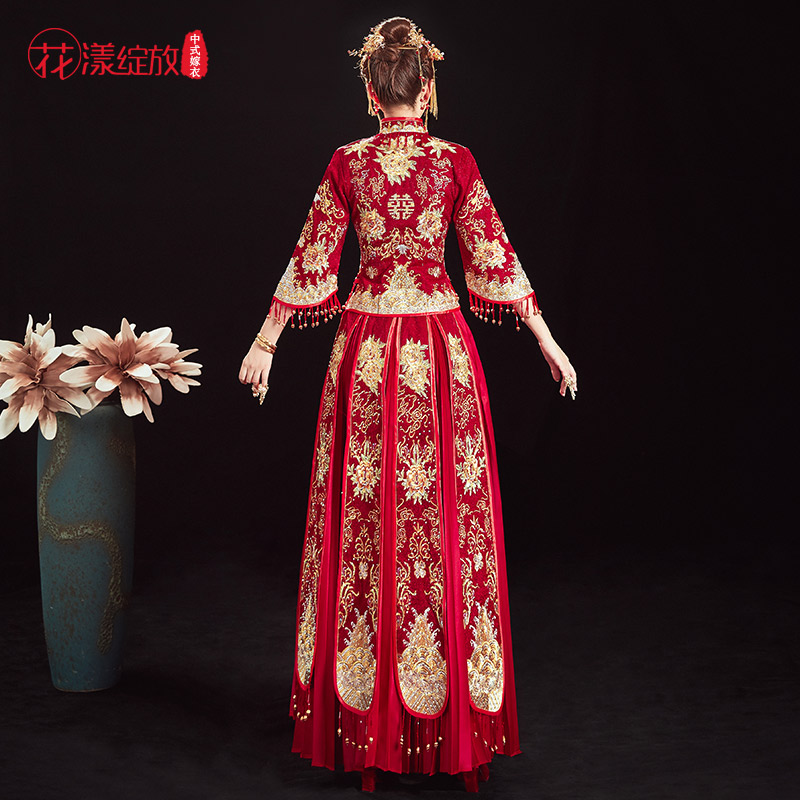 花漾绽放旗舰店秀禾服新娘2022新款婚纱礼服新娘结婚衣服敬酒服中式婚服秀和服2