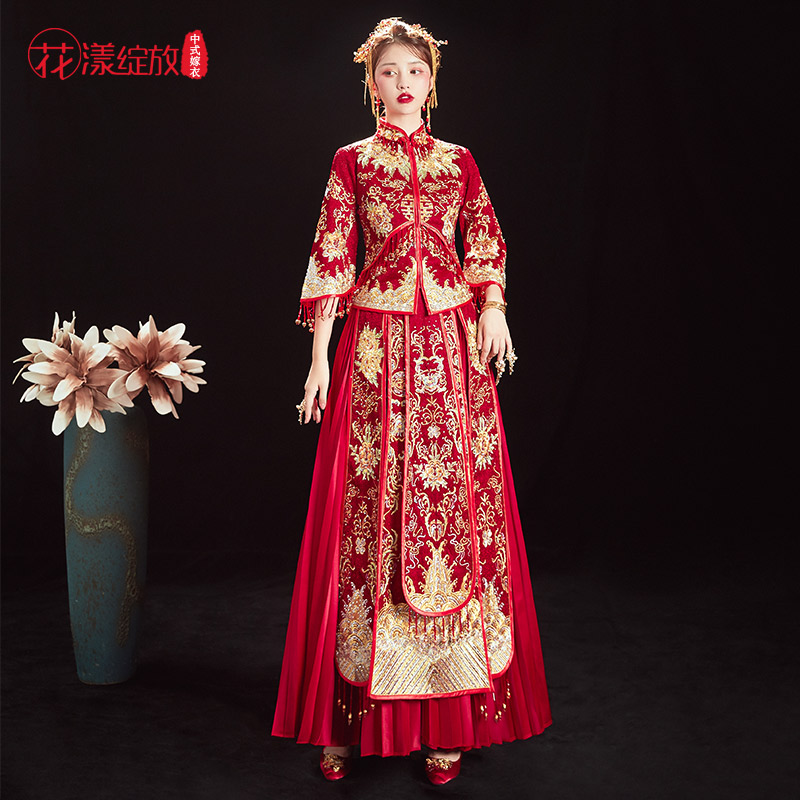 花漾绽放旗舰店秀禾服新娘2022新款婚纱礼服新娘结婚衣服敬酒服中式婚服秀和服0