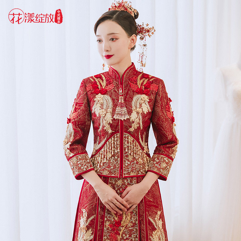 秀禾服2022新款结婚新娘中式秀和服 花漾绽放旗袍