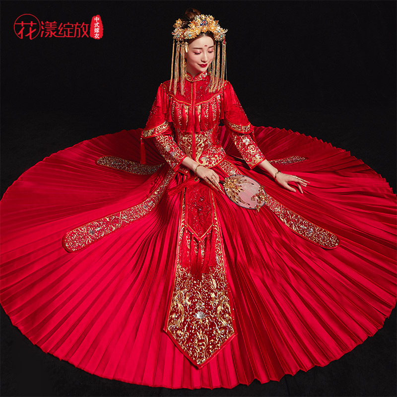 花漾绽放旗舰店秀禾服新娘新款结婚婚纱礼服中式婚服新娘嫁衣古代婚纱秀和服3